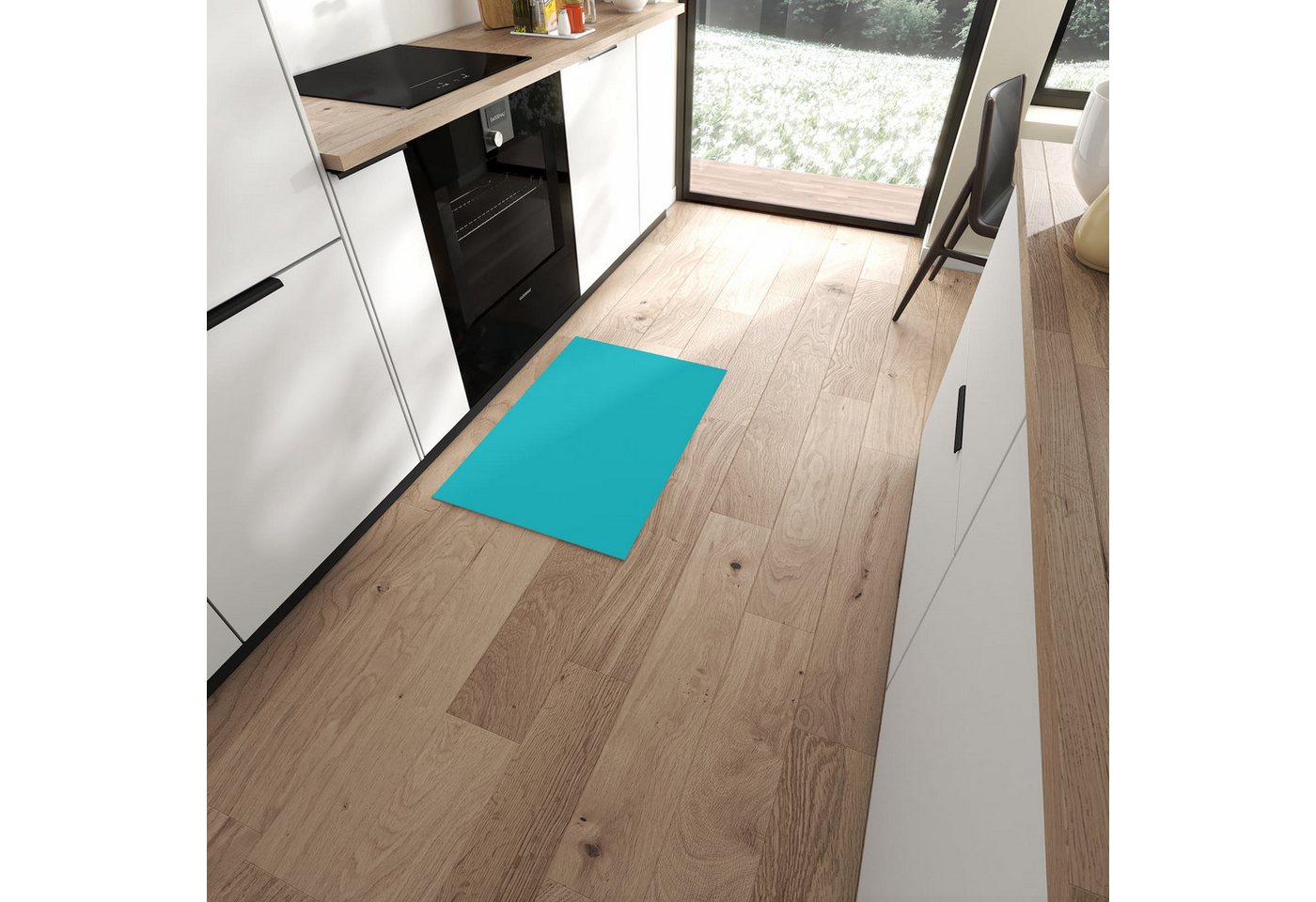 Primedeco Teppich Küchenteppich Türkiser Hintergrund II PVC rutschfest abwaschbar Läufer, Rechteckig, Höhe: 3 mm, Pflegeleicht & Wasserabweisend Primedeco Teppich Küchenteppich Türkiser Hintergrund II PVC rutschfest abwaschbar Läufer, Rechteckig, Höhe: 3 mm, Pflegeleicht & Wasserabweisend von Primedeco