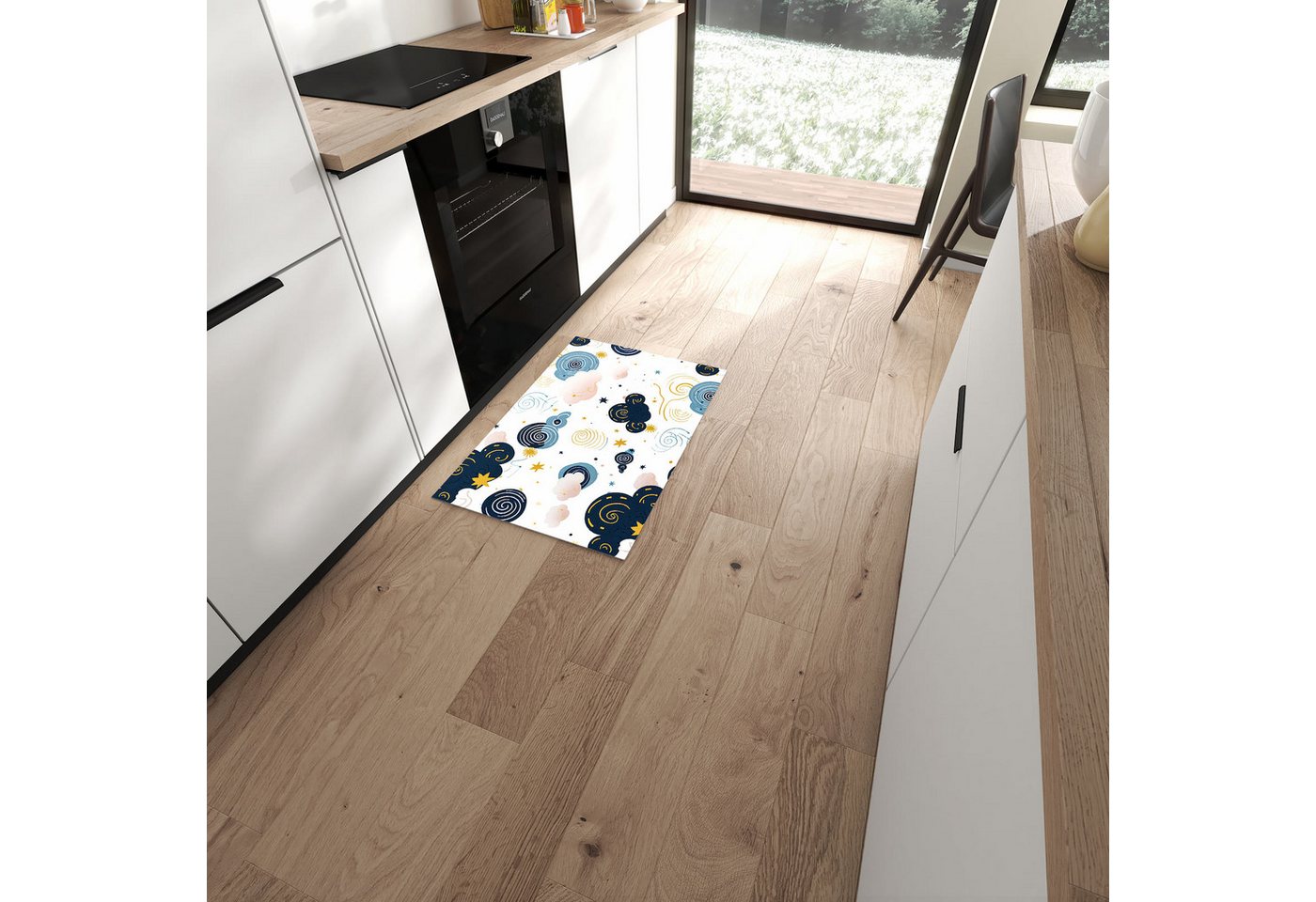 Primedeco Teppich Küchenteppich Wirbelwolken Design PVC rutschfest abwaschbar Läufer, Rechteckig, Höhe: 3 mm, Pflegeleicht & Wasserabweisend Primedeco Teppich Küchenteppich Wirbelwolken Design PVC rutschfest abwaschbar Läufer, Rechteckig, Höhe: 3 mm, Pflegeleicht & Wasserabweisend von Primedeco