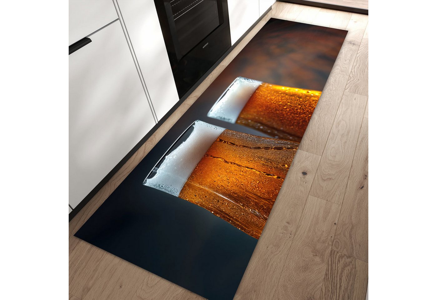 Primedeco Teppich Küchenteppich Zwei Biergläser Holz PVC rutschfest abwaschbar Läufer, Rechteckig, Höhe: 3 mm, Pflegeleicht & Wasserabweisend Primedeco Teppich Küchenteppich Zwei Biergläser Holz PVC rutschfest abwaschbar Läufer, Rechteckig, Höhe: 3 mm, Pflegeleicht & Wasserabweisend von Primedeco