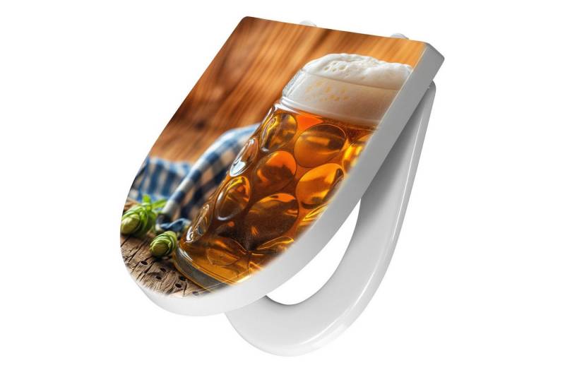 Primedeco WC-Sitz mit Absenkautomatik Motiv Bierglas (1-St), Absenkautomatik, Soft-Close von Primedeco