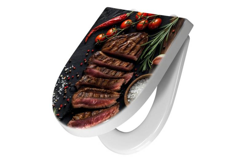 Primedeco WC-Sitz mit Absenkautomatik Motiv Gegrilltes Steak Teller (1-St), Absenkautomatik, Soft-Close von Primedeco