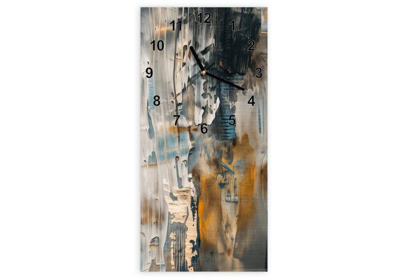 Primedeco Wanduhr Glasuhr Wandkunst Größe 30 x 60 cm mit Motiv Abstrakte Kunstwerke von Primedeco