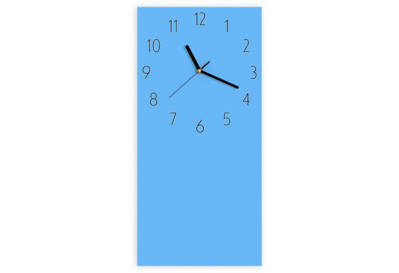 Primedeco Wanduhr Glasuhr Wandkunst Größe 30 x 60 cm mit Motiv Himmelblauer Hintergrund von Primedeco
