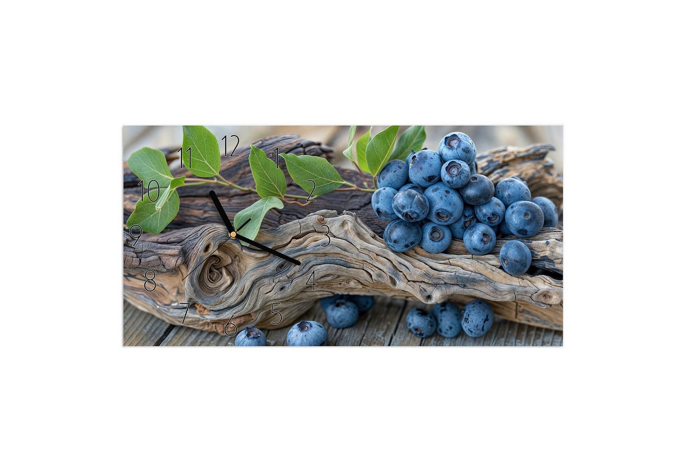 Primedeco Wanduhr Glasuhr Wandkunst Größe 60 x 30 cm mit Motiv Blaubeeren auf Holz Primedeco Wanduhr Glasuhr Wandkunst Größe 60 x 30 cm mit Motiv Blaubeeren auf Holz von Primedeco