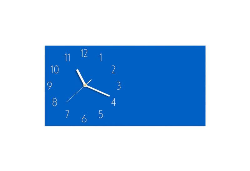 Primedeco Wanduhr Glasuhr Wandkunst Größe 60 x 30 cm mit Motiv Blauer Hintergrund II von Primedeco