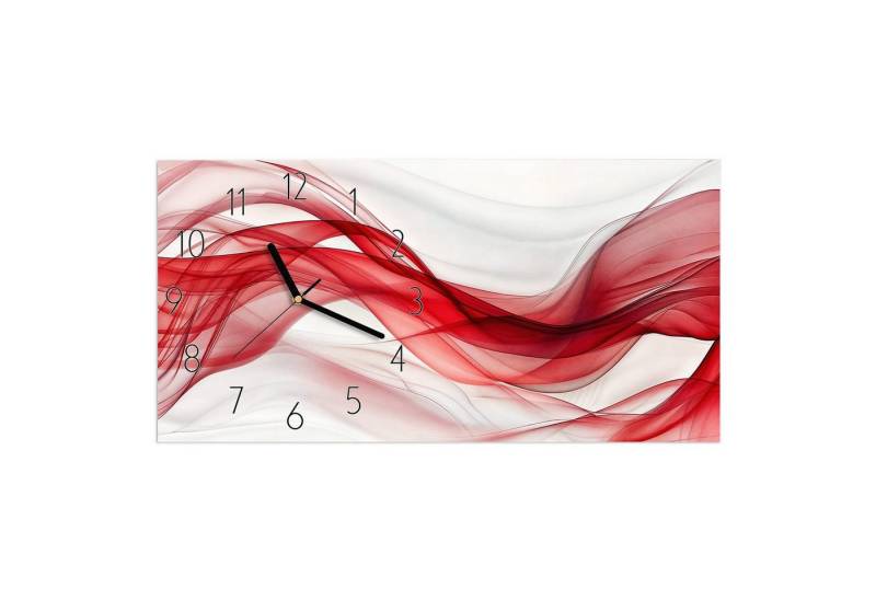 Primedeco Wanduhr Glasuhr Wandkunst Größe 60 x 30 cm mit Motiv Farbige Wellen von Primedeco