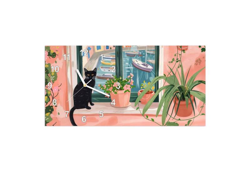 Primedeco Wanduhr Glasuhr Wandkunst Größe 60 x 30 cm mit Motiv Katze am Fenster Primedeco Wanduhr Glasuhr Wandkunst Größe 60 x 30 cm mit Motiv Katze am Fenster von Primedeco