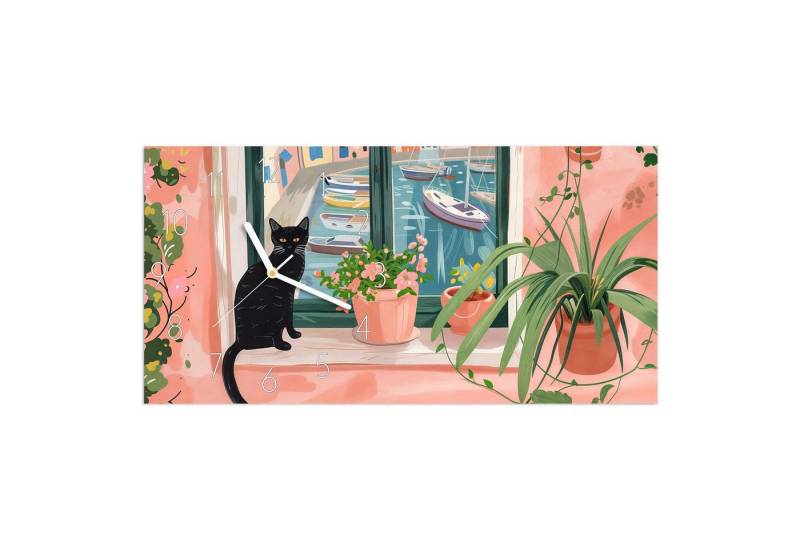 Primedeco Wanduhr Glasuhr Wandkunst Größe 60 x 30 cm mit Motiv Katze am Fenster Primedeco Wanduhr Glasuhr Wandkunst Größe 60 x 30 cm mit Motiv Katze am Fenster von Primedeco
