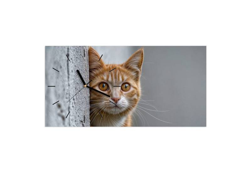 Primedeco Wanduhr Glasuhr Wandkunst Größe 60 x 30 cm mit Motiv Neugierige Katze Primedeco Wanduhr Glasuhr Wandkunst Größe 60 x 30 cm mit Motiv Neugierige Katze von Primedeco