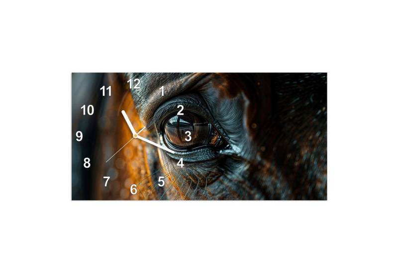 Primedeco Wanduhr Glasuhr Wandkunst Größe 60 x 30 cm mit Motiv Pferdeauge von Primedeco