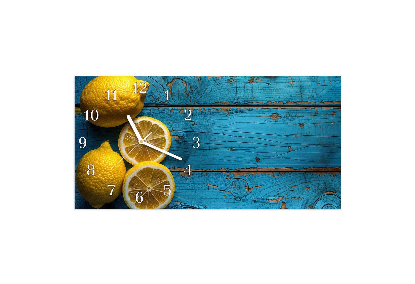 Primedeco Wanduhr Glasuhr Wandkunst Größe 60 x 30 cm mit Motiv Zitronen auf Holz Primedeco Wanduhr Glasuhr Wandkunst Größe 60 x 30 cm mit Motiv Zitronen auf Holz von Primedeco