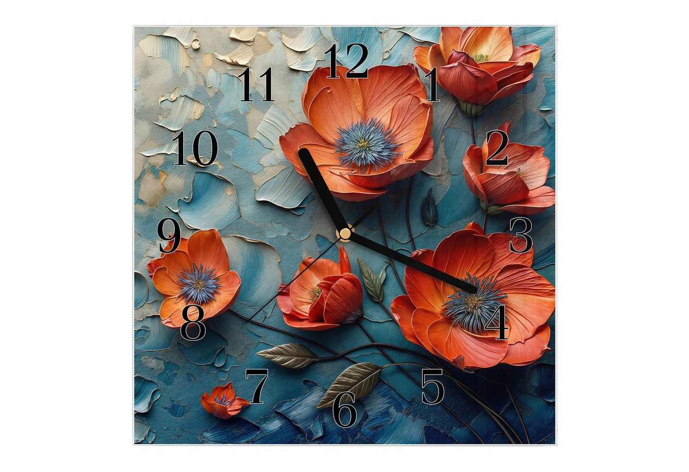 Primedeco Wanduhr Glasuhr Wanduhr Wandkunst Größe 30 x 30 cm mit Motiv Blumenmeer Primedeco Wanduhr Glasuhr Wanduhr Wandkunst Größe 30 x 30 cm mit Motiv Blumenmeer von Primedeco