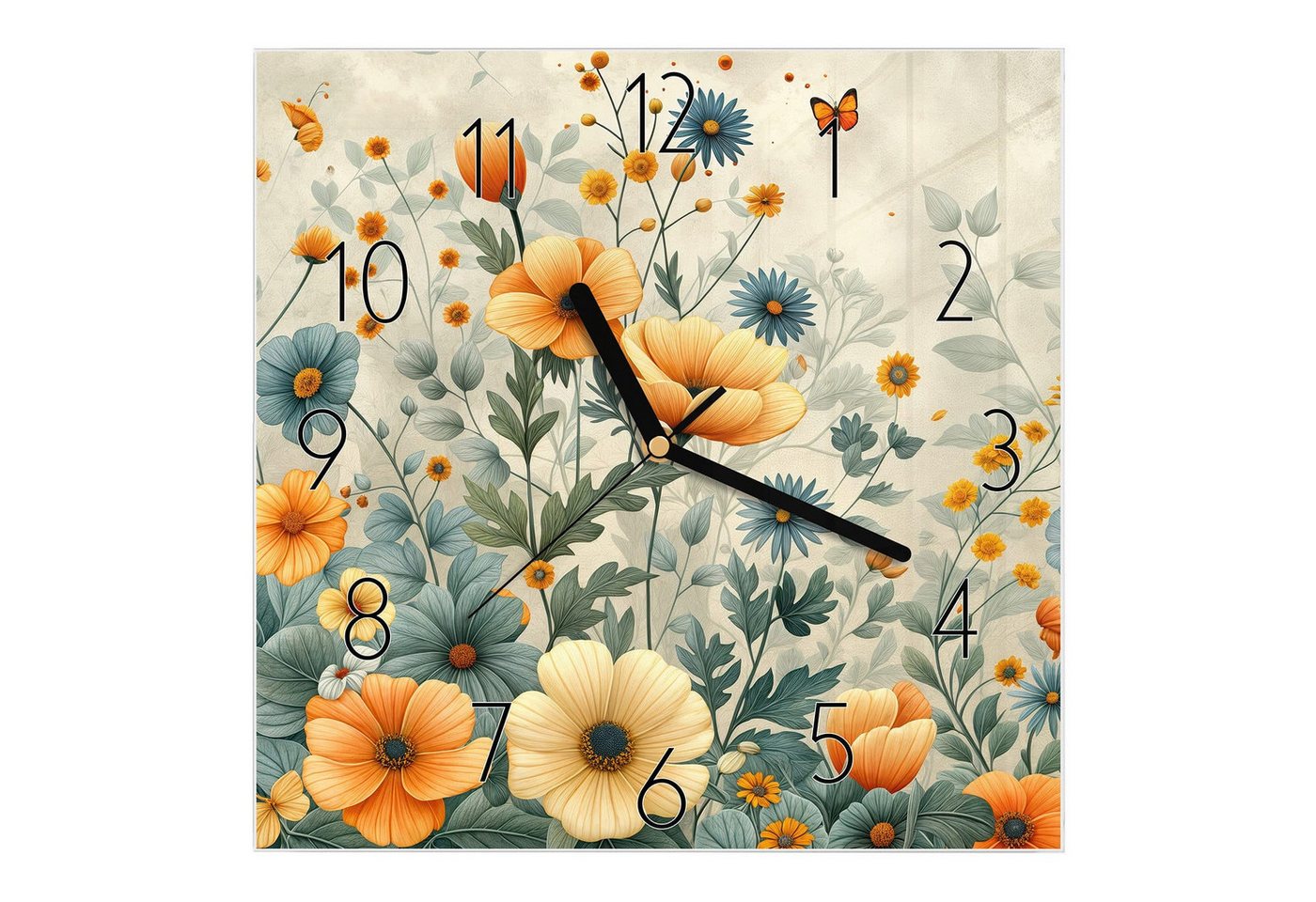 Primedeco Wanduhr Glasuhr Wanduhr Wandkunst Größe 30 x 30 cm mit Motiv Blumenwiese Primedeco Wanduhr Glasuhr Wanduhr Wandkunst Größe 30 x 30 cm mit Motiv Blumenwiese von Primedeco