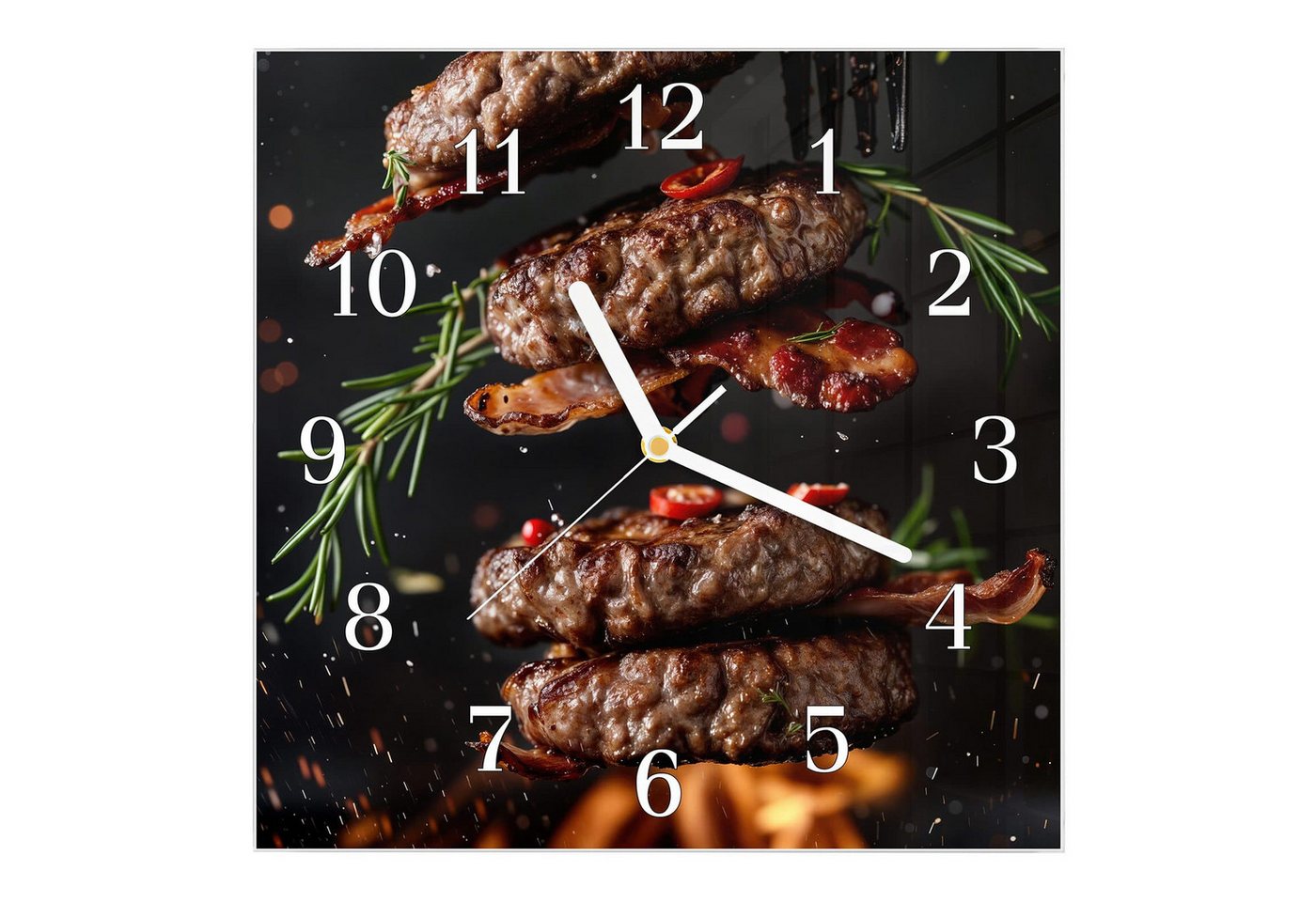 Primedeco Wanduhr Glasuhr Wanduhr Wandkunst Größe 30 x 30 cm mit Motiv Burger mit Bacon Primedeco Wanduhr Glasuhr Wanduhr Wandkunst Größe 30 x 30 cm mit Motiv Burger mit Bacon von Primedeco