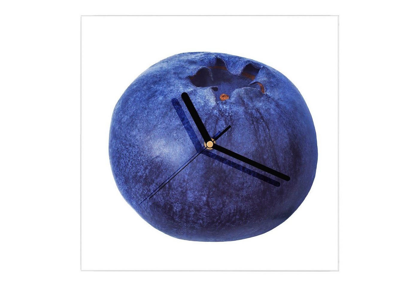 Primedeco Wanduhr Glasuhr Wanduhr Wandkunst Größe 30 x 30 cm mit Motiv Eine Heidelbeere von Primedeco