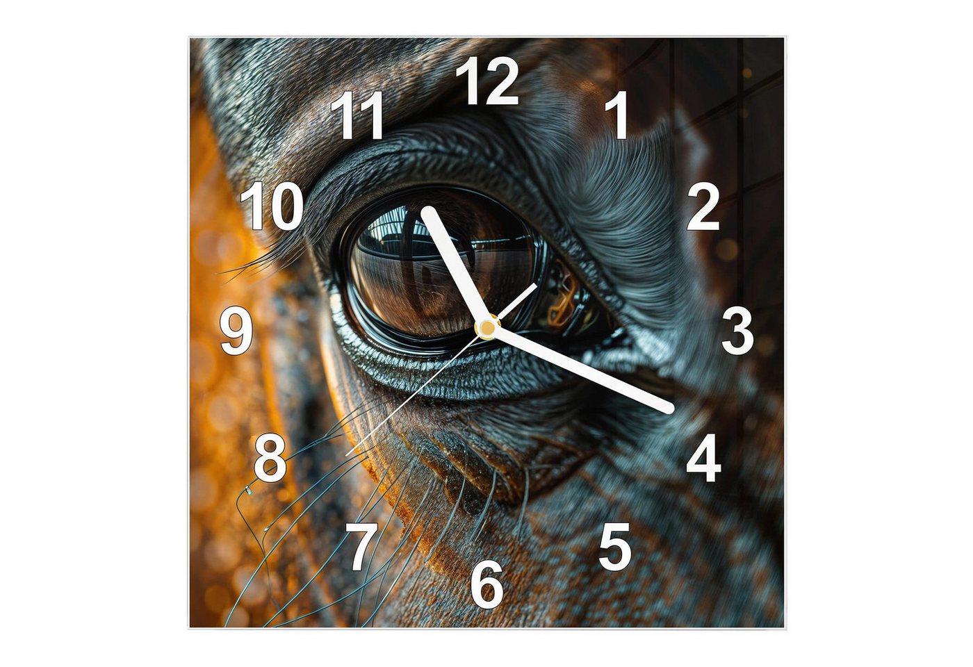 Primedeco Wanduhr Glasuhr Wanduhr Wandkunst Größe 30 x 30 cm mit Motiv Pferdeauge Primedeco Wanduhr Glasuhr Wanduhr Wandkunst Größe 30 x 30 cm mit Motiv Pferdeauge von Primedeco