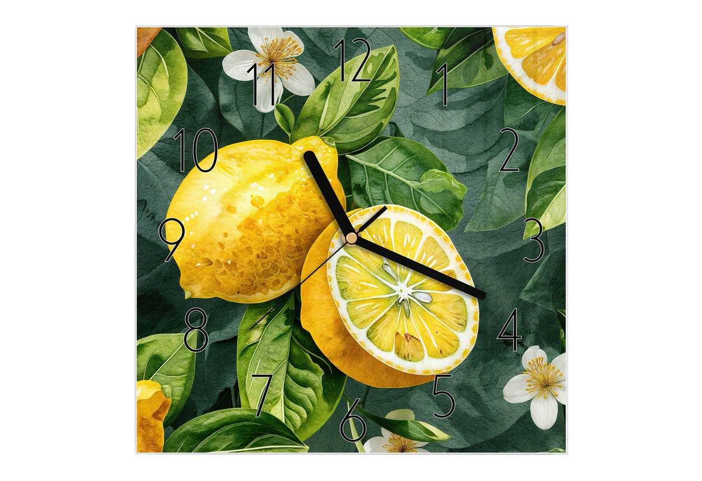 Primedeco Wanduhr Glasuhr Wanduhr Wandkunst Größe 30 x 30 cm mit Motiv Zitronenmuster Primedeco Wanduhr Glasuhr Wanduhr Wandkunst Größe 30 x 30 cm mit Motiv Zitronenmuster von Primedeco