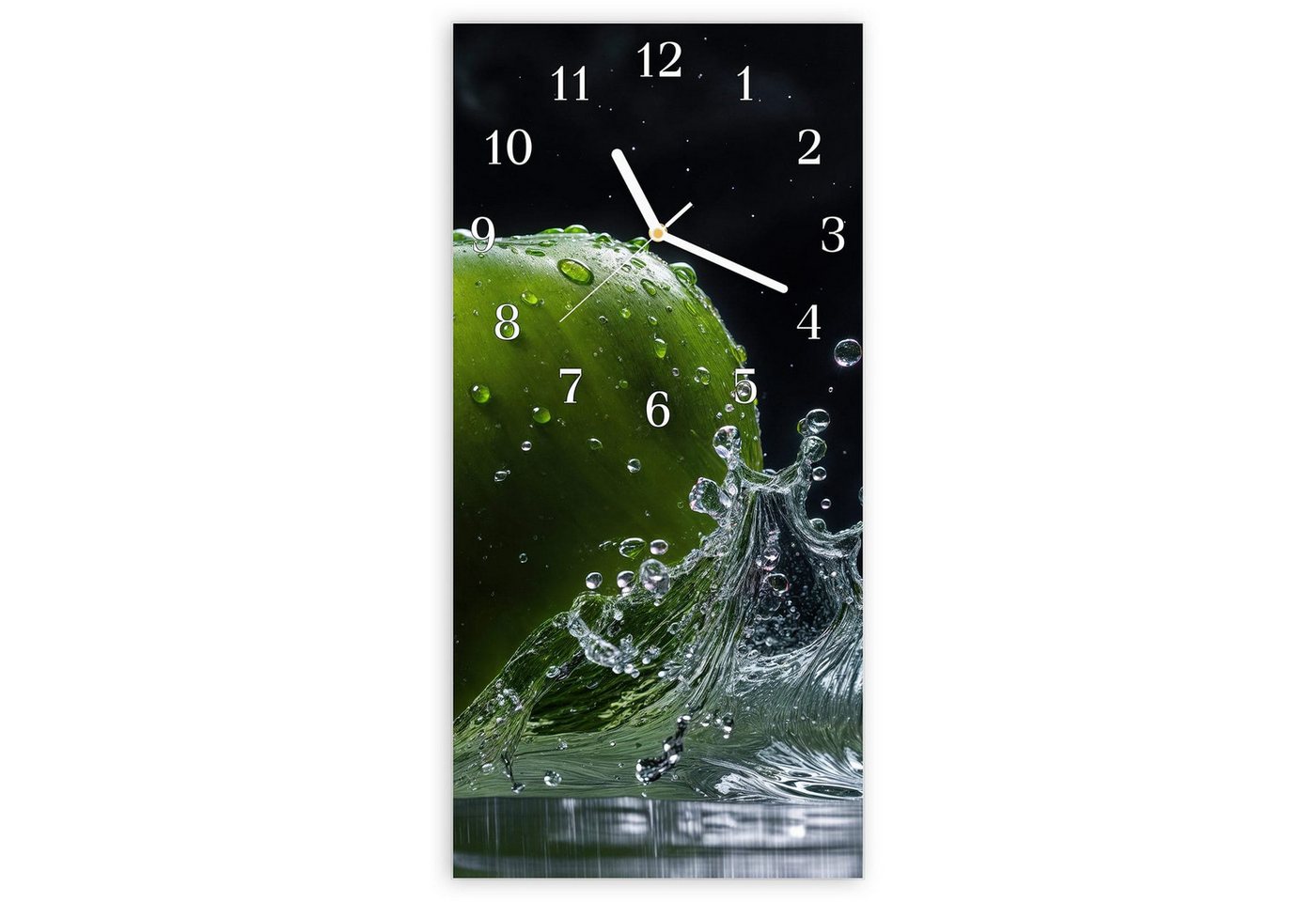 Primedeco Wanduhr Glasuhr Wandkunst Größe 30 x 60 cm mit Motiv Apfel im Wasser Primedeco Wanduhr Glasuhr Wandkunst Größe 30 x 60 cm mit Motiv Apfel im Wasser von Primedeco