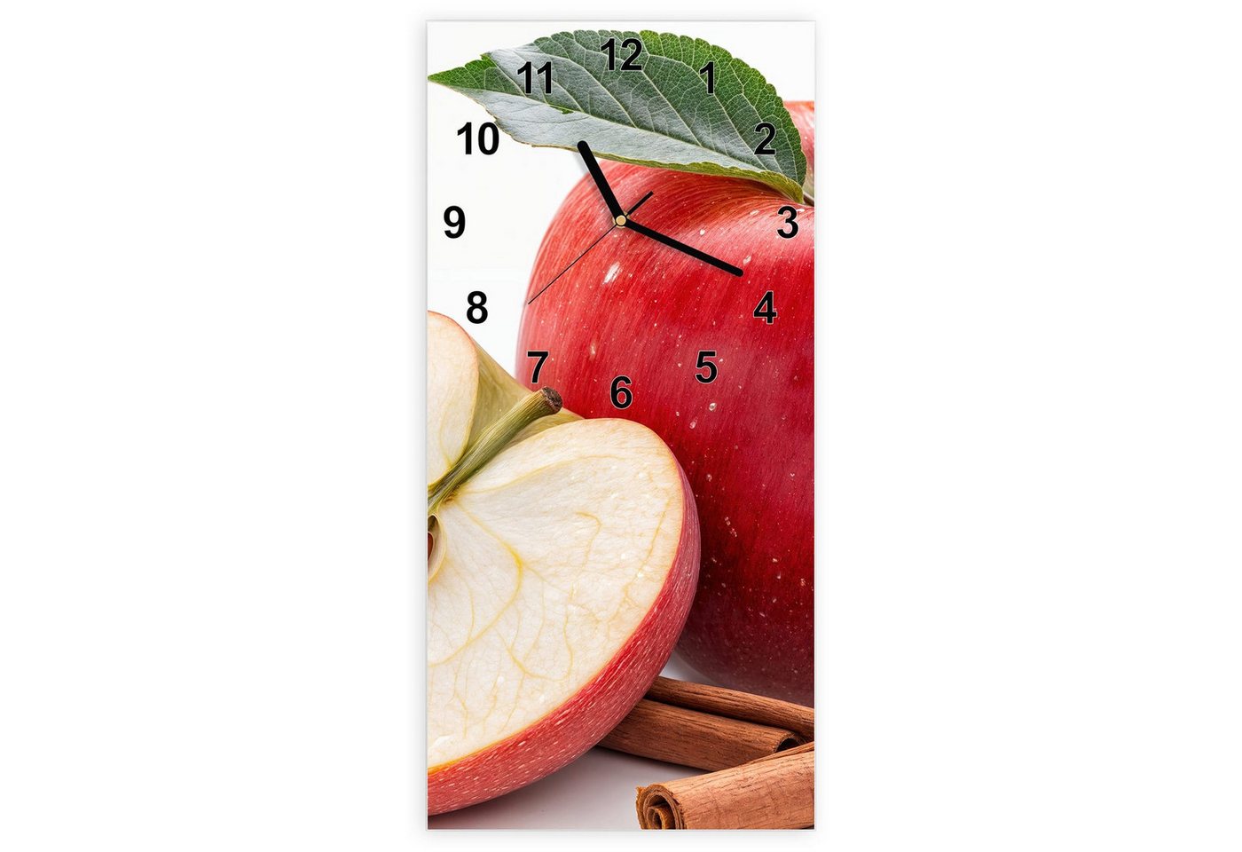 Primedeco Wanduhr Glasuhr Wandkunst Größe 30 x 60 cm mit Motiv Apfel mit Zimt Primedeco Wanduhr Glasuhr Wandkunst Größe 30 x 60 cm mit Motiv Apfel mit Zimt von Primedeco