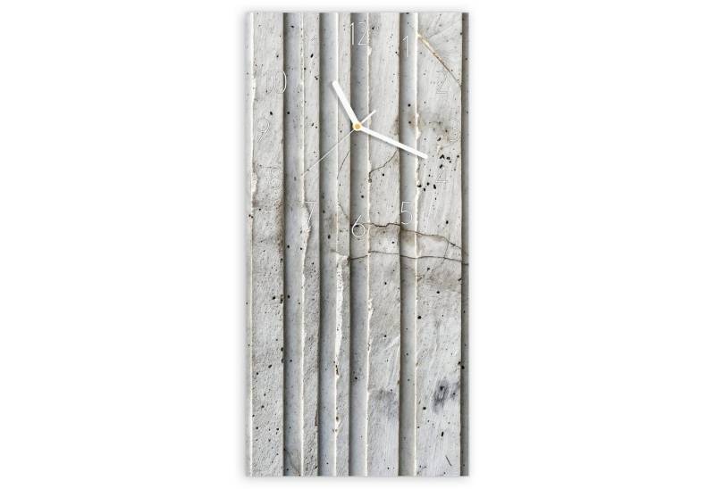 Primedeco Wanduhr Glasuhr Wandkunst Größe 30 x 60 cm mit Motiv Betonstruktur von Primedeco