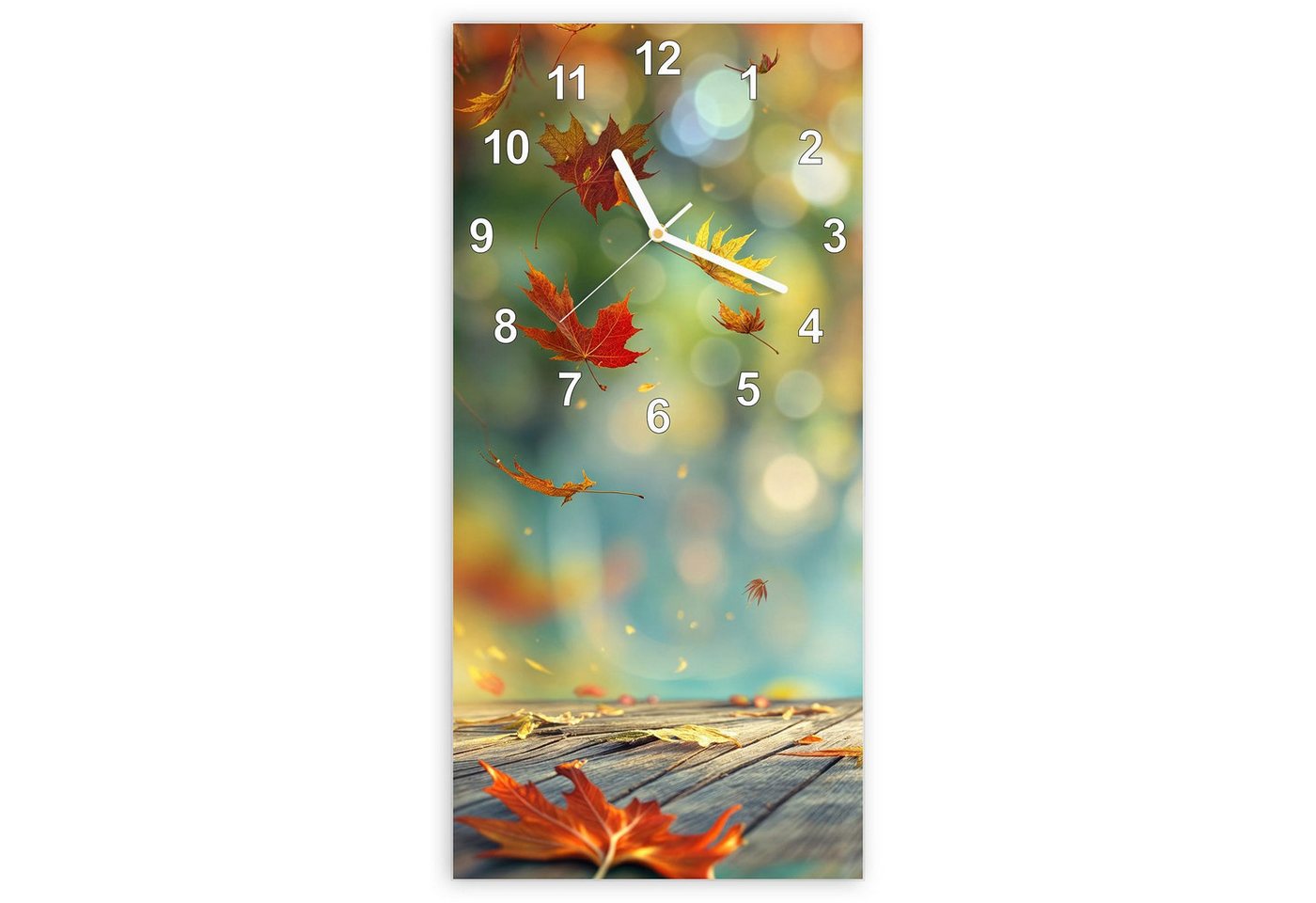 Primedeco Wanduhr Glasuhr Wandkunst Größe 30 x 60 cm mit Motiv Herbstlaub Wald Primedeco Wanduhr Glasuhr Wandkunst Größe 30 x 60 cm mit Motiv Herbstlaub Wald von Primedeco