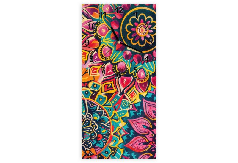 Primedeco Wanduhr Glasuhr Wandkunst Größe 30 x 60 cm mit Motiv Mandala Design von Primedeco