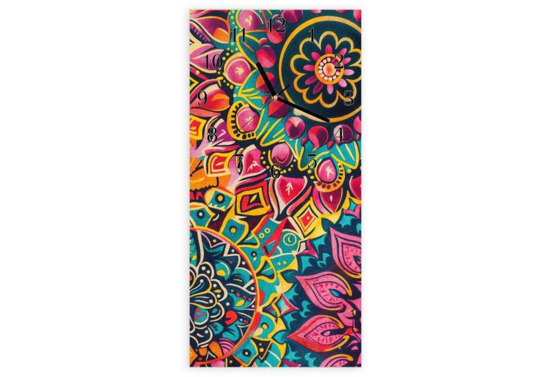 Primedeco Wanduhr Glasuhr Wandkunst Größe 30 x 60 cm mit Motiv Mandala Design von Primedeco