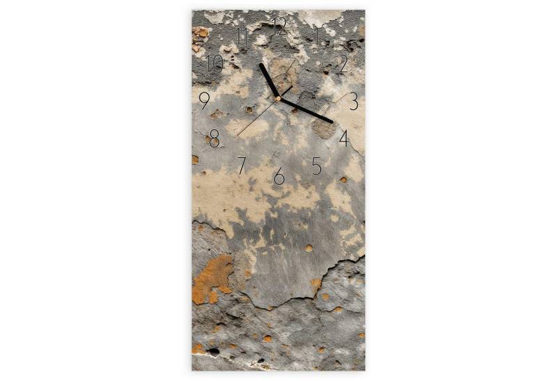 Primedeco Wanduhr Glasuhr Wandkunst Größe 30 x 60 cm mit Motiv Verwitterte Wand von Primedeco