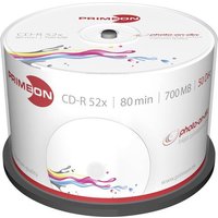 Primeon 2761105 CD-R 80 Rohling 700 MB 50 St. Spindel Bedruckbar von Primeon