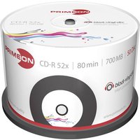 Primeon 2761107 CD-R 80 Rohling 700 MB 50 St. Spindel Vinyl, Bedruckbar von Primeon