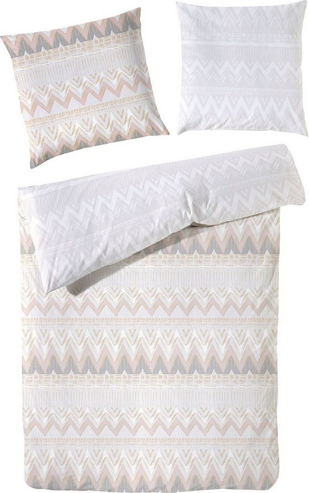 Primera Bettwäsche Bio-Renforce-Bettwäsche Zahara, Renforcé (Bio-Baumwolle), 2 teilig, mit einem modernen Zick-Zack Muster von Primera