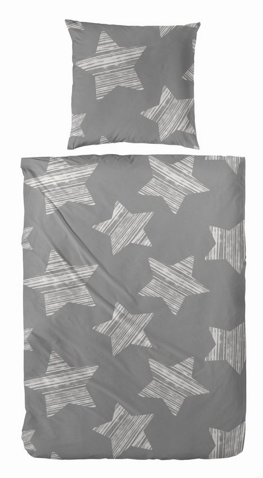 Primera Bettwäsche Feinbiber-Bettwäsche Stars, Feinbiber, 2 teilig, mit winterlichen Sternen von Primera