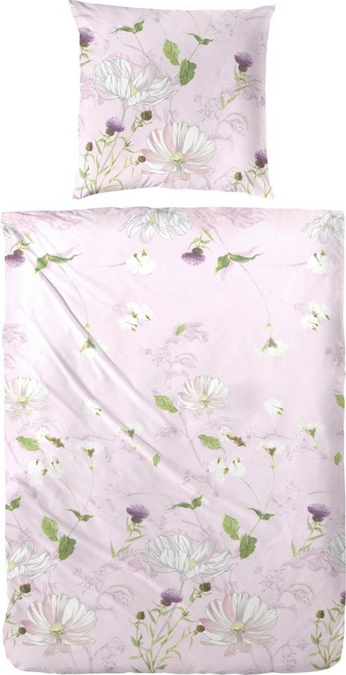 Bettwäsche Mako-Satin-Bettwäsche Eden, Primera, Mako-Satin, 2 teilig, mit romatischen Blumen von Primera