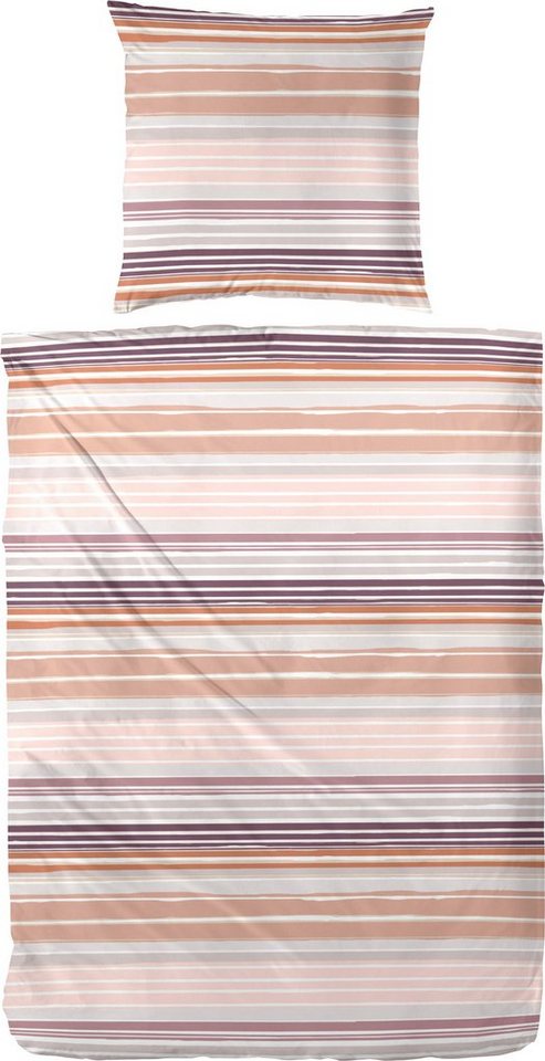 Bettwäsche Wavy Stripe, Primera, Renforcé (Bio-Baumwolle), 2 teilig, mit modernen Streifen in frischen Farben von Primera