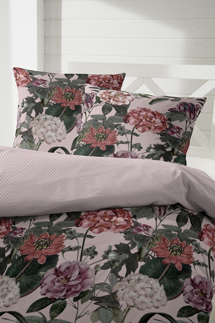 Primera Mako-Satin Bettwäsche 155x220 Blumen Wende altrosa 243215-44 von Primera