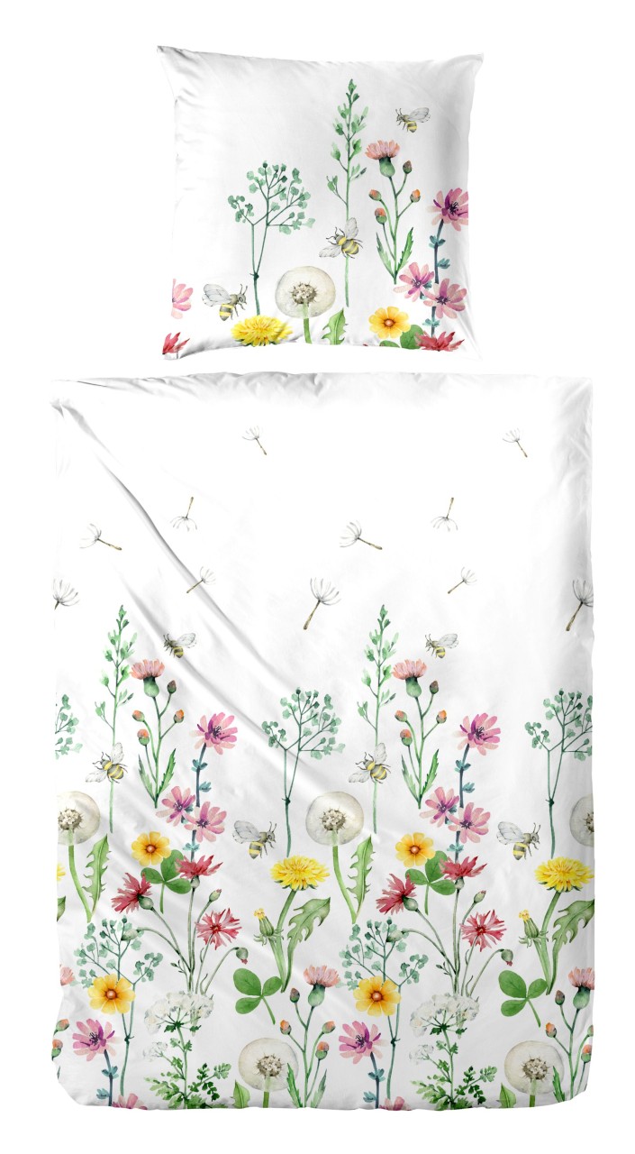 Primera Renforce Bettwäsche 155x220 Blumenwiese Klee Hummel Löwenzahn 123105-51 von Primera