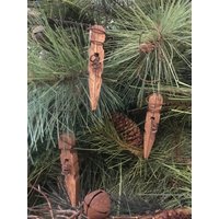 Primitive Weihnachten Eiszapfen Schneeflocke Rostig Draht Holz Wäscheklammer Ornament Handgefertigt 3Er Set von PrimitivePics