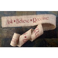 Primitive Weihnachten Jute Stoffband Girlande Ask Believe Receive Ornament 3"x6' von PrimitivePics