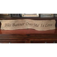 Primitve Natürliche Jute Sackleinen Wired Band Sein Banner Über Mir Ist Liebe Ostern Weihnachten von PrimitivePics