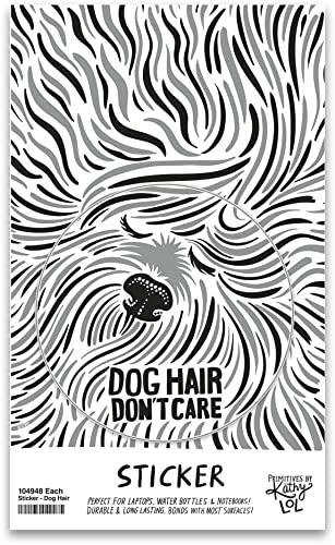 By Kathy Dog Hair Don't Care Vinyl-Aufkleber, 6,4 cm Durchmesser von Primitives by Kathy