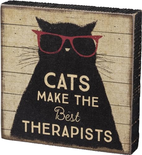 PBK Cats Make The Best Therapists Dekoschild aus Holz, 12,7 x 12,7 cm von Primitives by Kathy