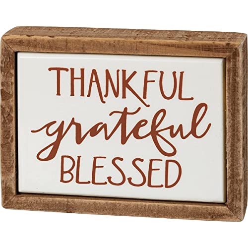 Primitives by Kathy 109411 Box Sign Mini - Thankful Grateful Blessed, 10,2 x 7,6 x 2,5 cm von Primitives by Kathy