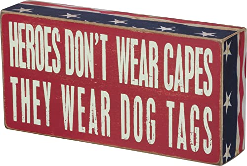 Primitives by Kathy Box Schild Shabby Chic 4 x 8 Heroes Wear Dog Tags von Primitives by Kathy