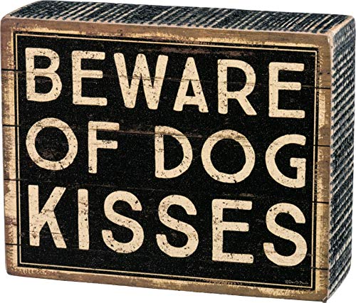 Primitives by Kathy Classic Box Sign, Vorsicht vor Hund Kisses von Primitives by Kathy