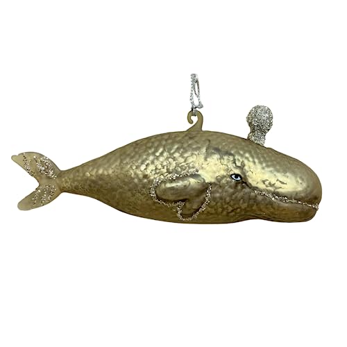 Primitives by Kathy Large Whale with Water Spout Glass Vintage Look Christmas Tree Ornament 21884 von Primitives by Kathy