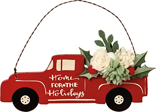 Red Pickup Truck Home for the Holidays Weihnachtsdekoration Holz von Primitives by Kathy