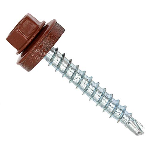 Color-Head Trapezblechschrauben 100 Stück, Farbe Kupferbraun RAL8004, 4,8x35mm, Bohrschrauben, Blechschrauben mit EPDM-Unterlegscheibe, Dachschrauben verzinkt für Trapezblech & Blechdach von Twistec