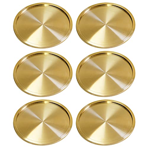 Messing-Untersetzer für Getränke (6er-Pack) – bronzefarbene goldene Untersetzer – klassisches MCM-Stil Untersetzer-Set – goldene Dekor-Akzente für Tisch und Bar – elegante Kupferbecher-Untersetzer – L von Primo Supply