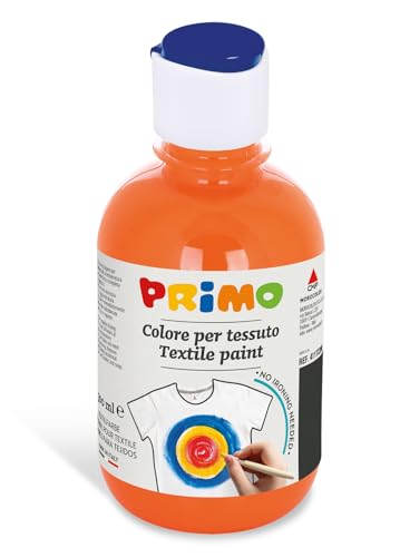 PRIMO Permanente Textilfarbe, 300 ml Flasche mit Dosierverschluss Airbrush/Spray-fähig (orange) von Primo