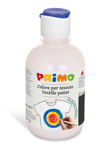 PRIMO Permanente Textilfarbe, 300 ml Flasche mit Dosierverschluss Airbrush/Spray-fähig (weiß) von Primo